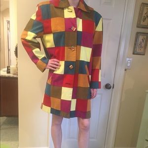 Todd Oldham patchwork faux suede jacket